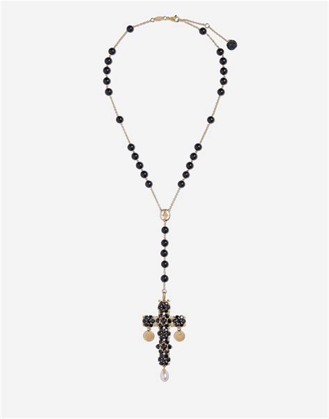 Tradition rosary in yellow gold black sapphires 